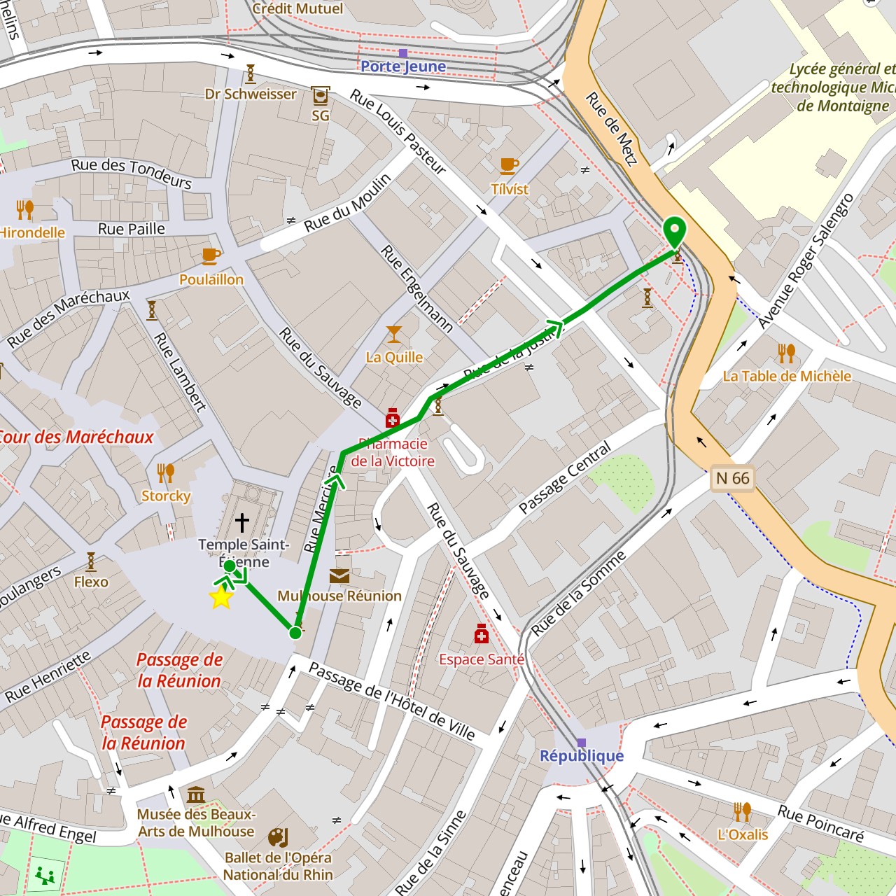 TravelMap itinerary: driving, À pied